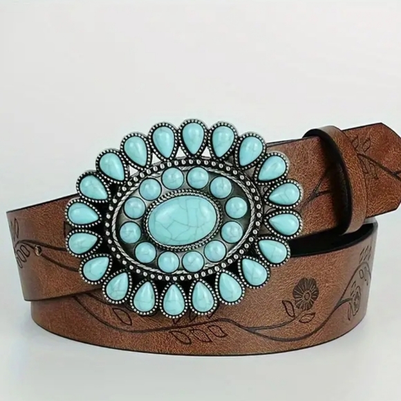 New Western turqouise belt buckle main image 6